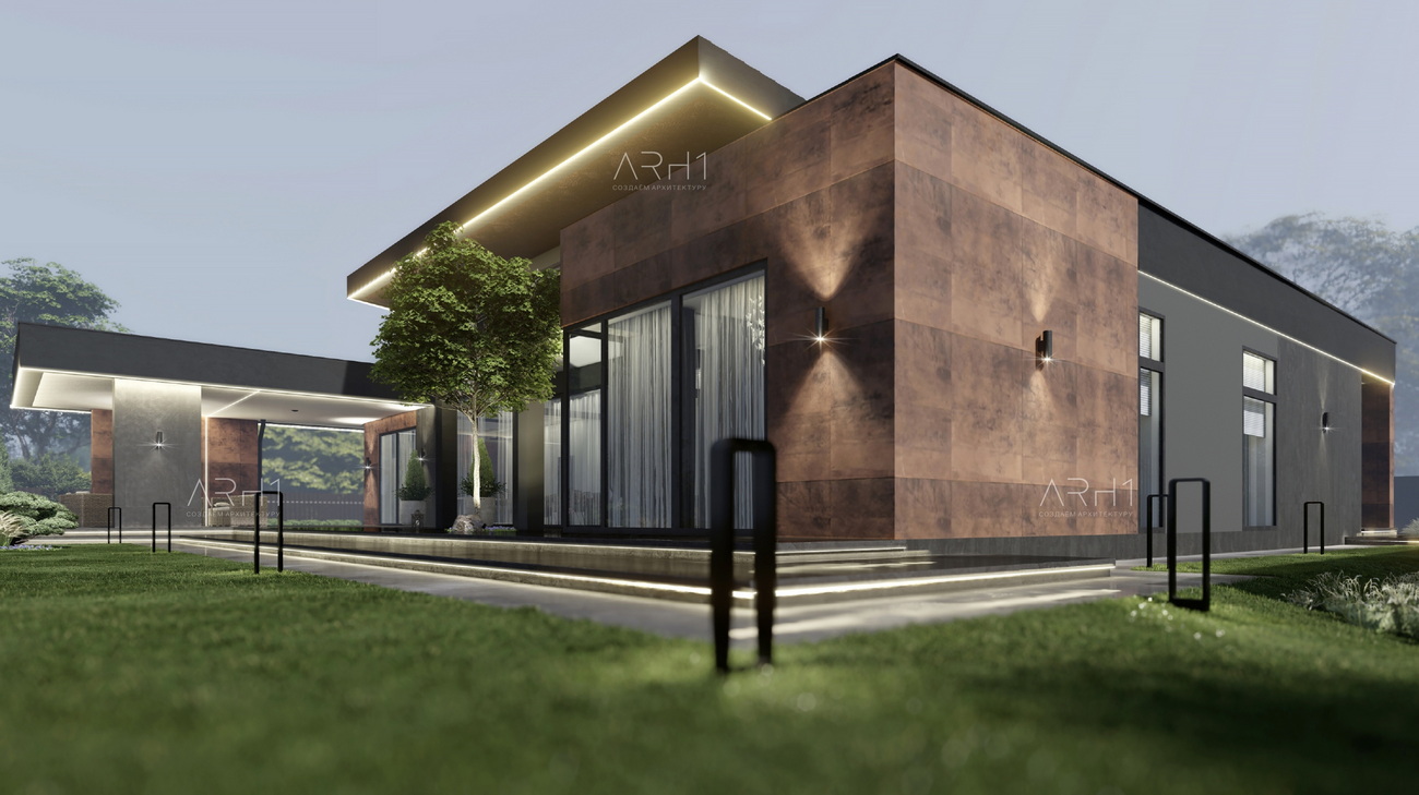 Проекд дизайна фасада дома из кортена СПБ